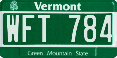 VT license plate WFT784