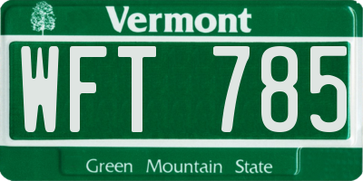 VT license plate WFT785