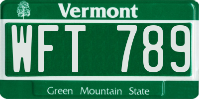 VT license plate WFT789