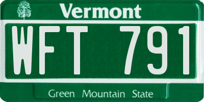 VT license plate WFT791