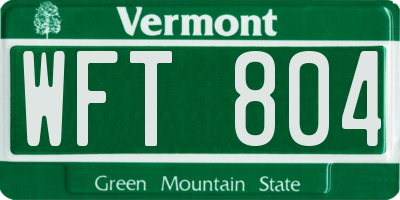VT license plate WFT804