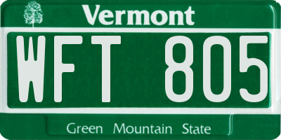 VT license plate WFT805