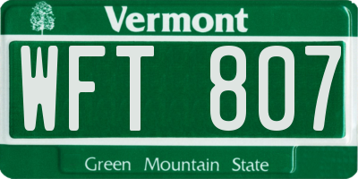 VT license plate WFT807