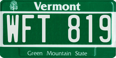 VT license plate WFT819