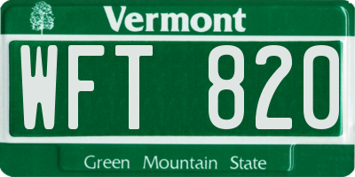 VT license plate WFT820