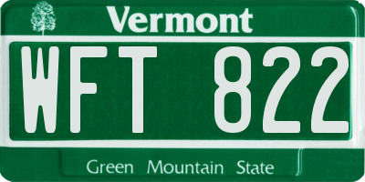 VT license plate WFT822