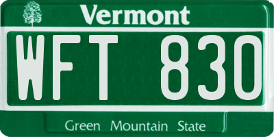 VT license plate WFT830
