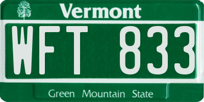 VT license plate WFT833