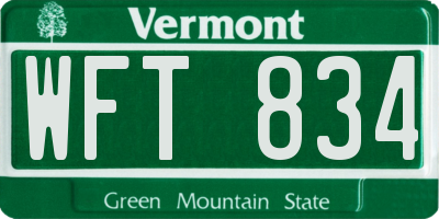 VT license plate WFT834