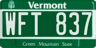 VT license plate WFT837