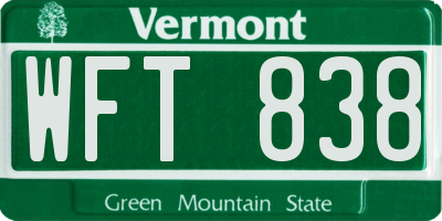 VT license plate WFT838