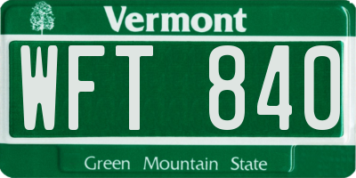 VT license plate WFT840