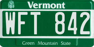 VT license plate WFT842