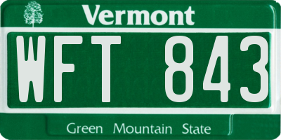 VT license plate WFT843