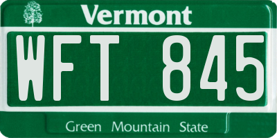 VT license plate WFT845