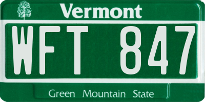 VT license plate WFT847
