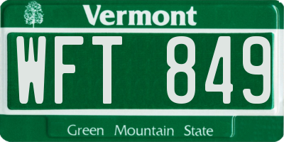 VT license plate WFT849