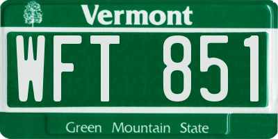 VT license plate WFT851
