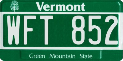 VT license plate WFT852