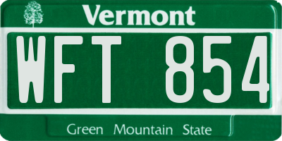 VT license plate WFT854