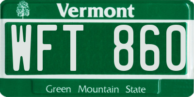 VT license plate WFT860
