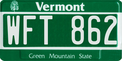 VT license plate WFT862