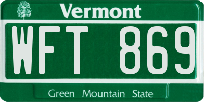 VT license plate WFT869