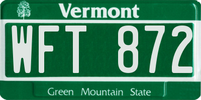 VT license plate WFT872