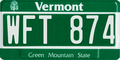 VT license plate WFT874
