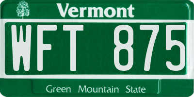 VT license plate WFT875