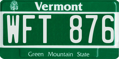 VT license plate WFT876