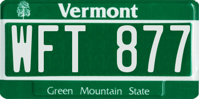 VT license plate WFT877