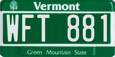 VT license plate WFT881