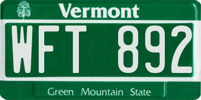 VT license plate WFT892