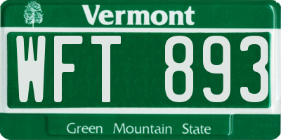 VT license plate WFT893