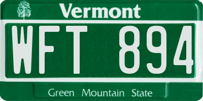 VT license plate WFT894