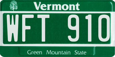 VT license plate WFT910