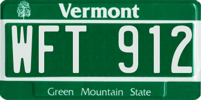 VT license plate WFT912