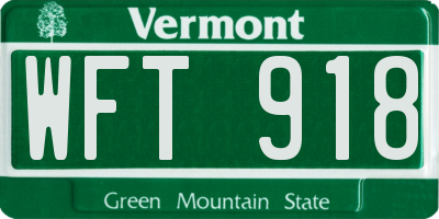 VT license plate WFT918