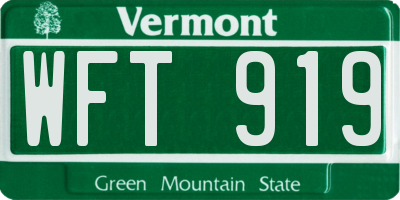VT license plate WFT919