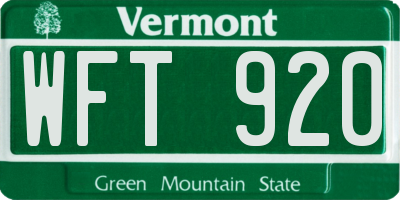 VT license plate WFT920