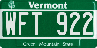 VT license plate WFT922