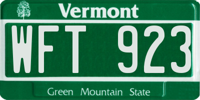 VT license plate WFT923