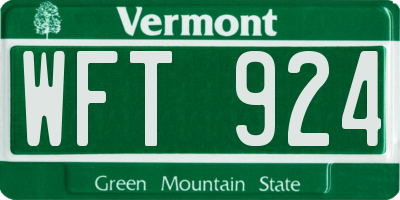 VT license plate WFT924