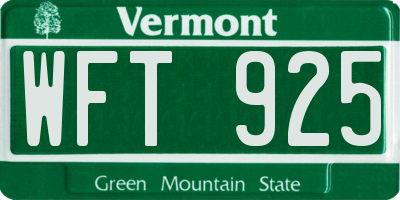 VT license plate WFT925