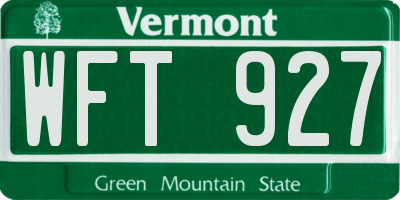 VT license plate WFT927