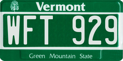 VT license plate WFT929