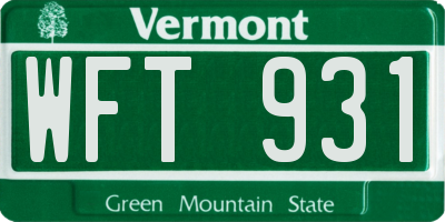 VT license plate WFT931
