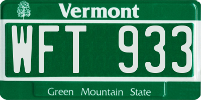 VT license plate WFT933
