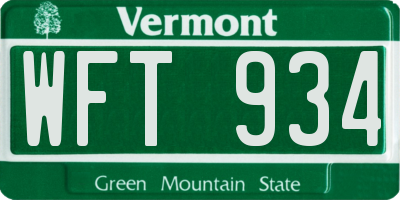 VT license plate WFT934